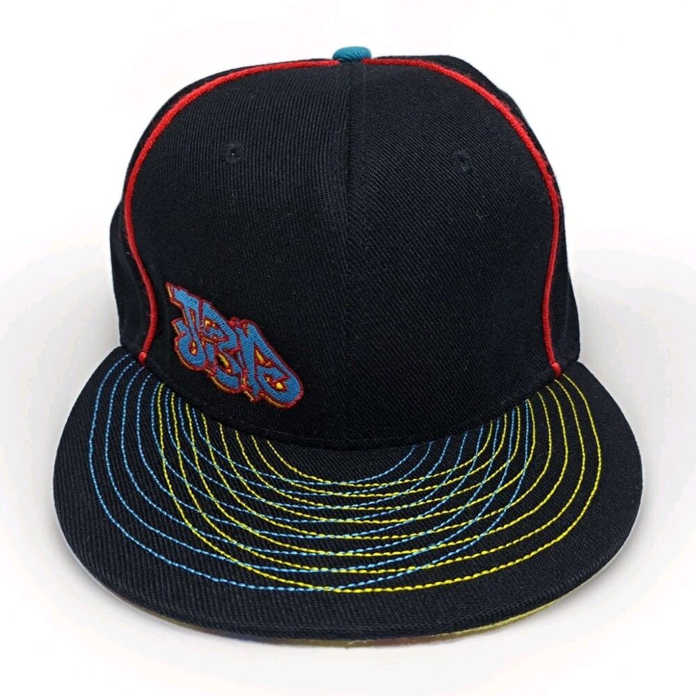 Jerome Baker Grassroots Hat Size 7 3/8 Vintage Retro Black Embroidered